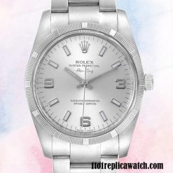1:1 replica Rolex Air-king Men’s Rolex Calibre 2813 114210SSO Silver Dial 15mm
