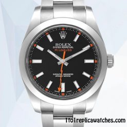 1:1 Replica Rolex Milgauss 116400BKSO Rolex Calibre 2813 Men’s Silver-tone Black Dial