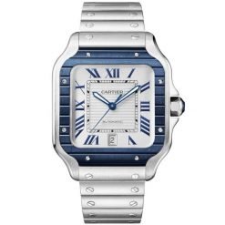 Santos de Cartier Large Steel & Silver/Blue Dial Men’s Automatic Watch