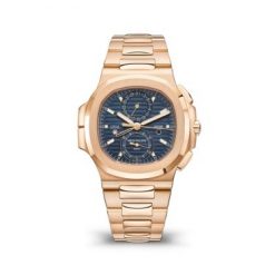 Patek Philippe Nautilus Travel Time Chronograph Watch, 18k Rose Gold, 40,5 mm, Ref# 5990/1R-001