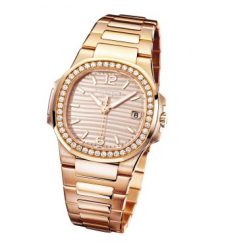 Patek Philippe Nautilus Quartz Diamond Ladies Watch, 18k Rose Gold, 32mm, Ref# 7010/1R-012