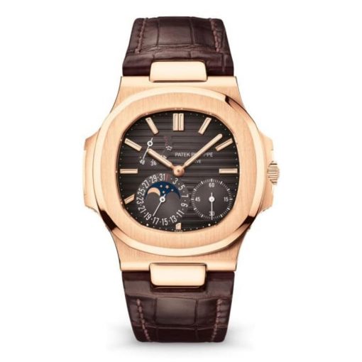 Patek Philippe Nautilus Date Moon Phases Watch 18k Rose Gold 40mm PP 5712R001