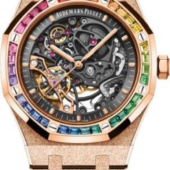 Audemars Piguet Royal Oak 41mm Frosted Rose Gold Double Balance Wheel Openworked Rainbow Slate Grey Bracelet – 15412OR.YG.1224OR.01-B