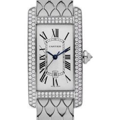 Cartier Tank Americaine Medium Model Watch – 41.6 x 22.6 mm White Gold Diamond Case – White Gold In Bracelet – WB710011