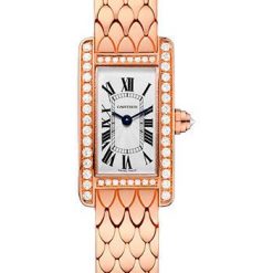 Cartier Tank Americaine Watch – 27 mm Pink Gold Diamond Case – Diamond Bezel – Diamond Dial – WB710012
