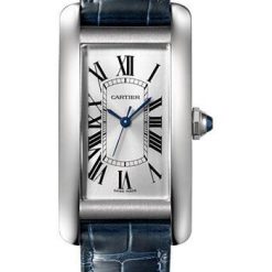 Cartier Tank Americaine Watch – 41.60 mm Steel Case – Navy Blue Alligator Strap – WSTA0017