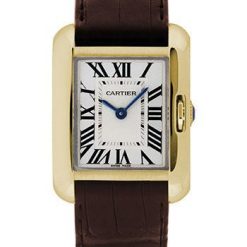 Cartier Tank Anglaise SM Watch – 30.2 mm Yellow Gold Case – Silvered Dial – Brown Alligator Strap – W5310028