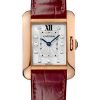 Cartier Tank Anglaise Watch – 30.2 mm Pink Gold Case – Diamond Bezel – Claret Red Alligator Strap – WT100013