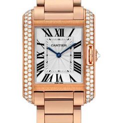 Cartier Tank Anglaise Watch – 34.7 mm Pink Gold Case – Diamond Bezel – Diamond Dial – WT100027