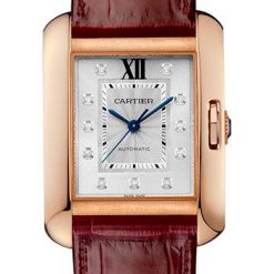 Cartier Tank Anglaise Watch – 39.2 mm Pink Gold Case – Diamond Dial – Bordeaux Alligator Strap – WJTA0006