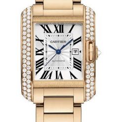 Cartier Tank Anglaise Watch – Medium Pink Gold Diamond Case – WT100003