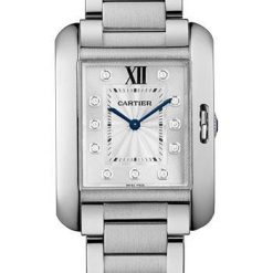 Cartier Tank Anglaise Watch – Medium Steel Case – Diamond Dial – W4TA0004