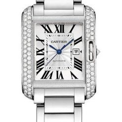 Cartier Tank Anglaise Watch – Medium White Gold Diamond Case – WT100009