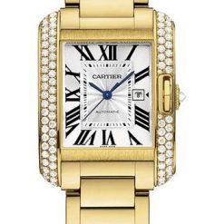 Cartier Tank Anglaise Watch – Medium Yellow Gold Diamond Case – WT100006