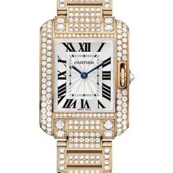 Cartier Tank Anglaise Watch – Small Pink Gold Diamond Case – Diamond Bracelet – HPI00558