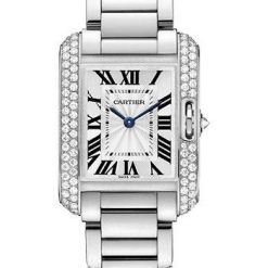 Cartier Tank Anglaise Watch – Small White Gold Diamond Case – WT100008