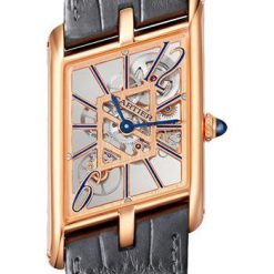Cartier Tank Asymetrique Watch – 47.15 mm x 26.20 mm Rose Gold Case – Skeleton Dial – Brown And Dark Gray Alligator Straps Limited Edition of 100 – WHTA0011