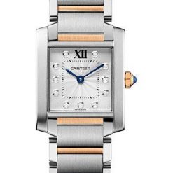 Cartier Tank Francaise Watch – 30.4 mm Pink Gold Case – Diamond Dial – Steel Bracelet – WE110005
