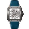 Santos de Cartier Large Skeleton Steel Blue Strap Watch