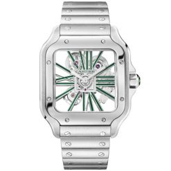 Santos de Cartier Large Skeleton/Green Dial Men’s Watch