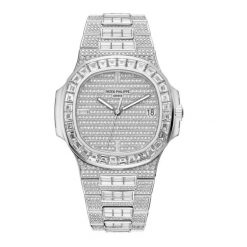 Patek Philippe Nautilus Date, Sweep Seconds Watch, 18k White Gold and 1,343 diamonds: ~18.73 ct., 40mm, Ref# 5719/10G-010